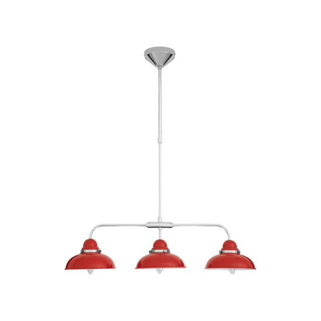 Premier Housewares Jasper Red And Chrome 3 Light Pendant Light