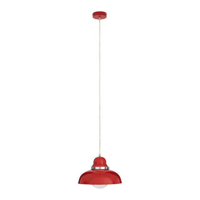 Premier Housewares Jasper Red Finish Pendant Light With Chrome Detail