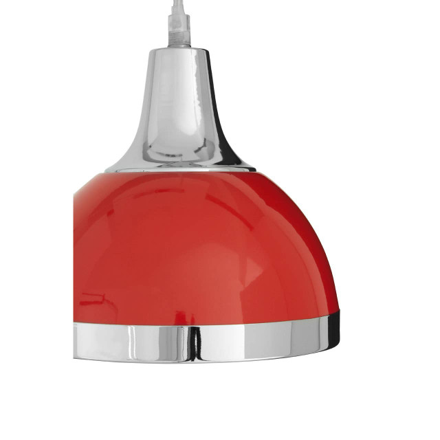 Premier Housewares Jasper Red Shade And Chrome Pendant Light
