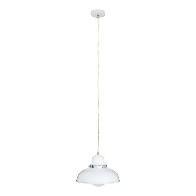 premier housewares Jasper White Finish Pendant Light with Chrome Detail