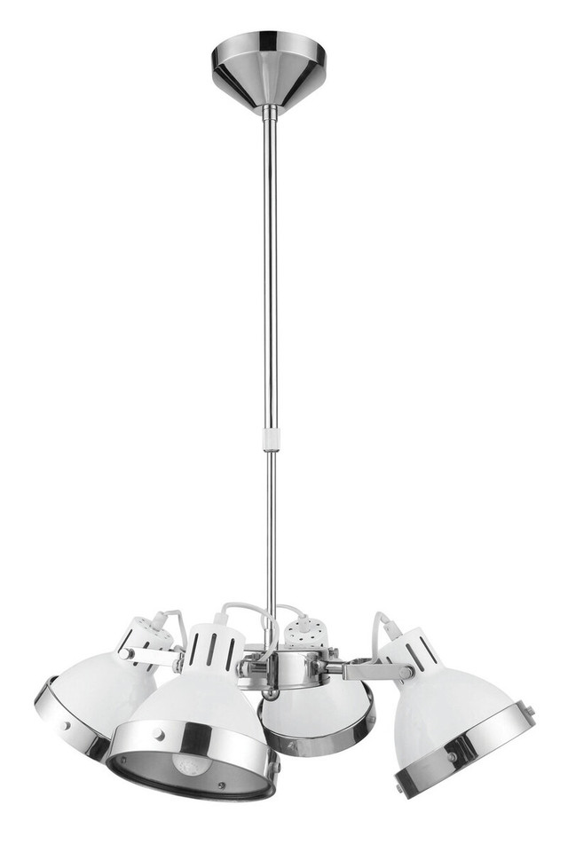 Premier Housewares Jasper White Shade And Chrome 4 Light Pendant Light