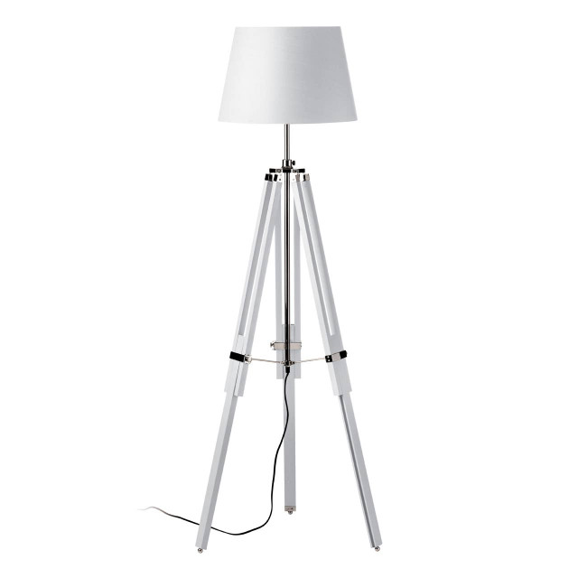 premier housewares Jasper White Wood Floor Lamp with EU Plug