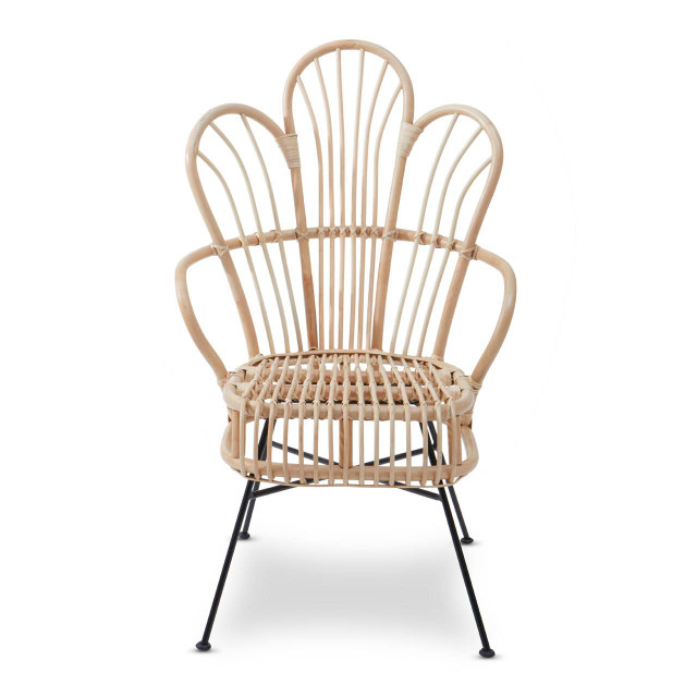 Premier Housewares Java Natural Rattan And Black Metal Back Chair