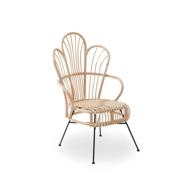 premier housewares Java Natural Rattan And Black Metal Back Chair