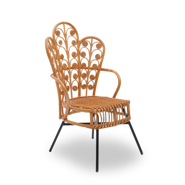 Premier Housewares Java Natural Rattan Scalloped Back Chair