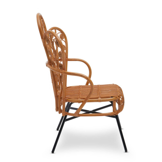 Premier Housewares Java Natural Rattan Scalloped Back Chair