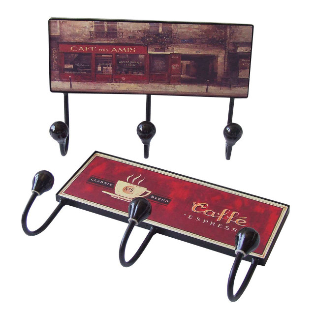 premier housewares Jaxen Assorted Cafe Designs 3 Hook Hanger