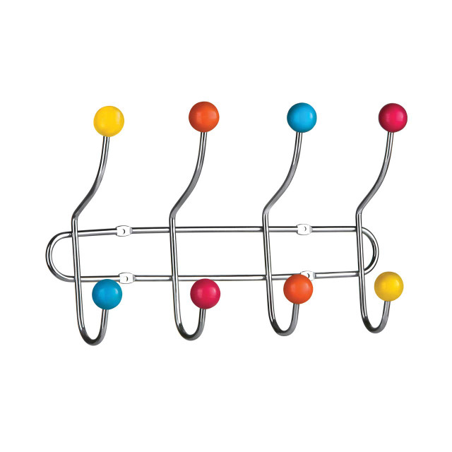 Premier Housewares Jaxen Chrome 8 Hook Hanger With Multi Colour Plastic Balls