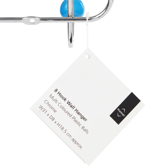 Premier Housewares Jaxen Chrome 8 Hook Hanger With Multi Colour Plastic Balls