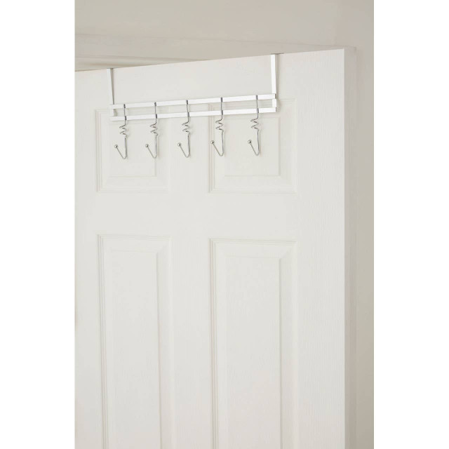 Premier Housewares Jaxen Chrome Over Door 5 Hook Swirl Hanger