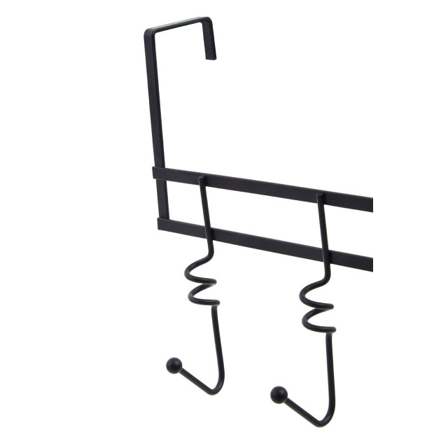 Premier Housewares Jaxen Matt Black Over Door 5 Hook Swirl Hanger
