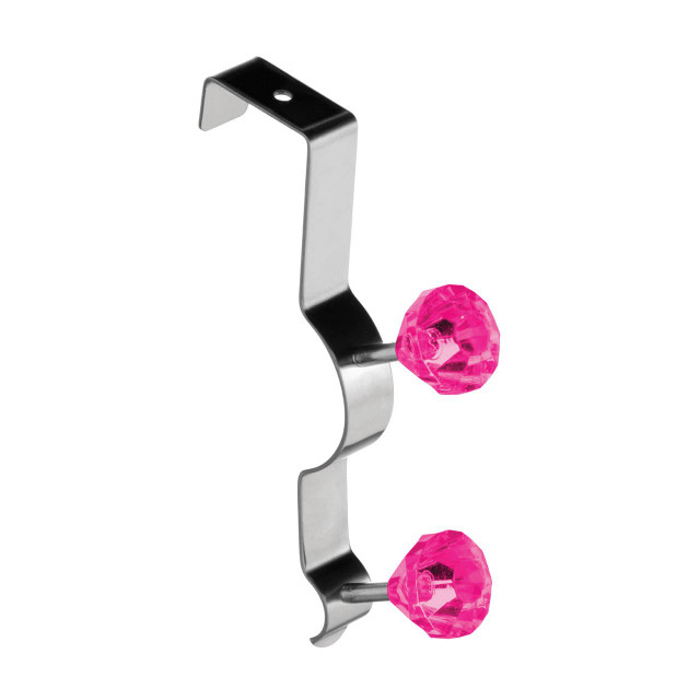 Premier Housewares Jaxen Over Door Hot Pink Diamantes Double Hook