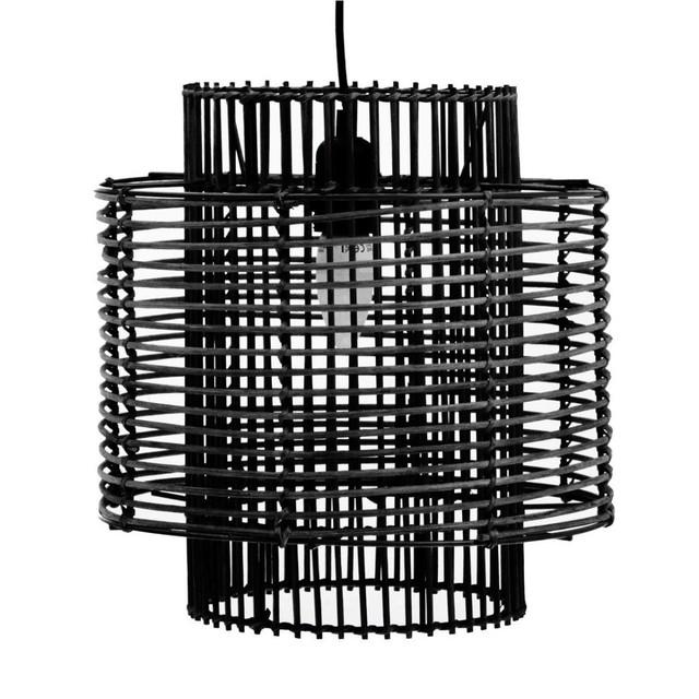 Premier Housewares Jaya Black Rattan Overlapping Pendant Light