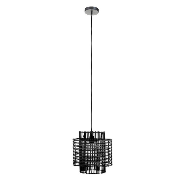 premier housewares Jaya Black Rattan Overlapping Pendant Light