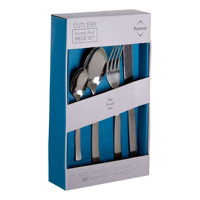 Premier Housewares Jewel 24Pc Silver Finish Cutlery Set