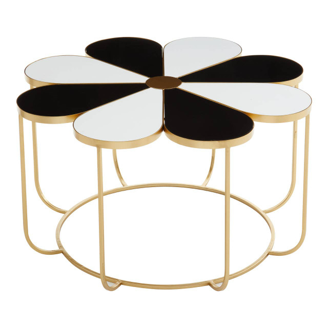 Premier Housewares Jodie Black And White Top Petal Shape Table