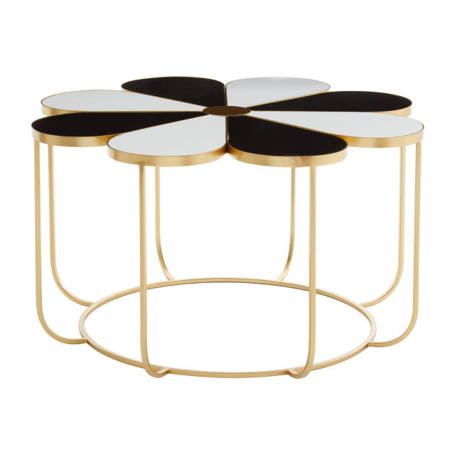 premier housewares Jodie Black And White Top Petal Shape Table