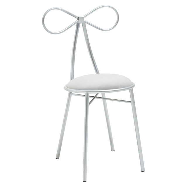 Premier Housewares Jolie Silver Bow Detail Chair With Silver Velvet Seat
