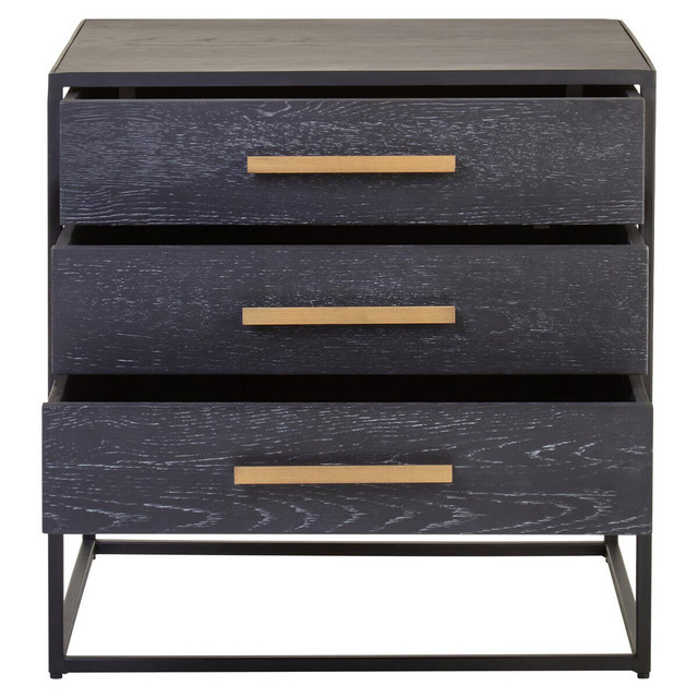 Premier Housewares Judd Black Finish 3 Drawer Side Table