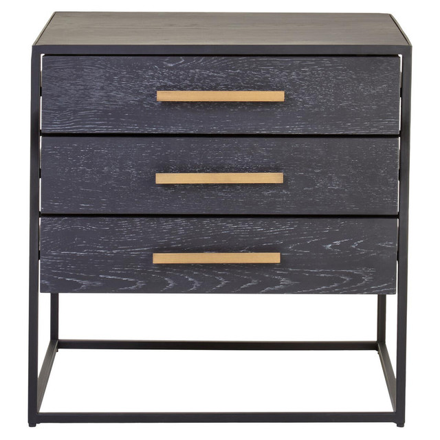 premier housewares Judd Black Finish 3 Drawer Side Table