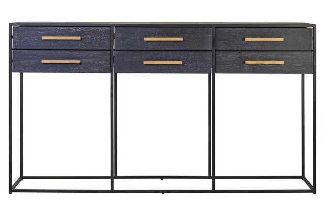 Premier Housewares Judd Black Finish 6 Drawer Console Table