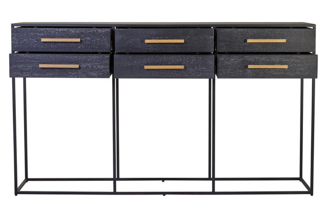 Premier Housewares Judd Black Finish 6 Drawer Console Table