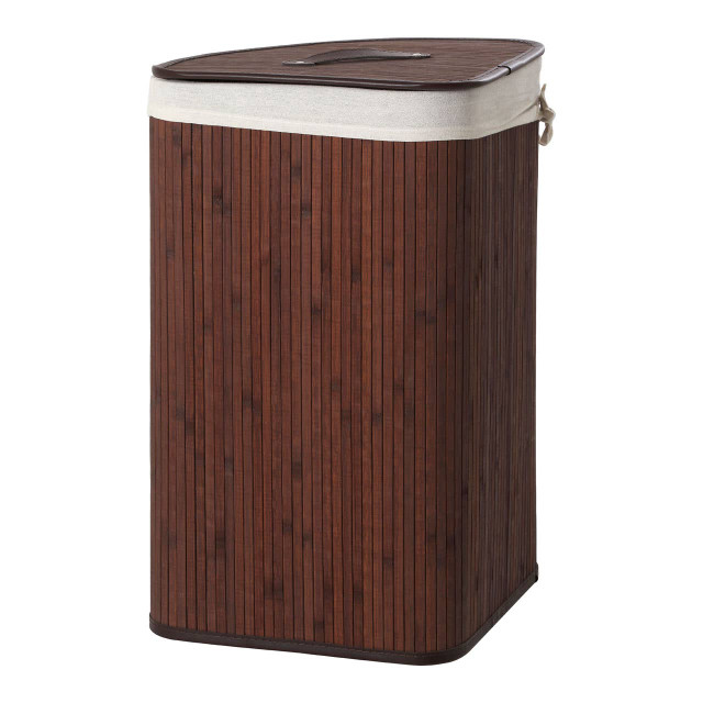 premier housewares Kankyo Dark Brown Bamboo Corner Laundry Hamper