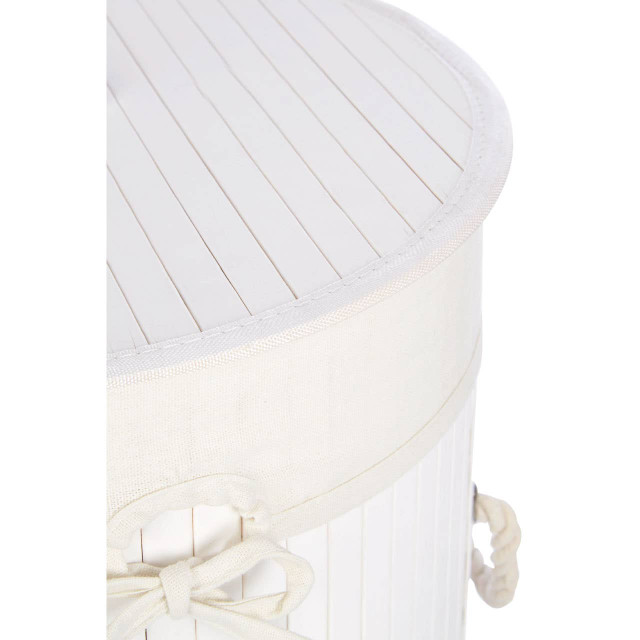 Premier Housewares Kankyo Round White Bamboo Laundry Hamper