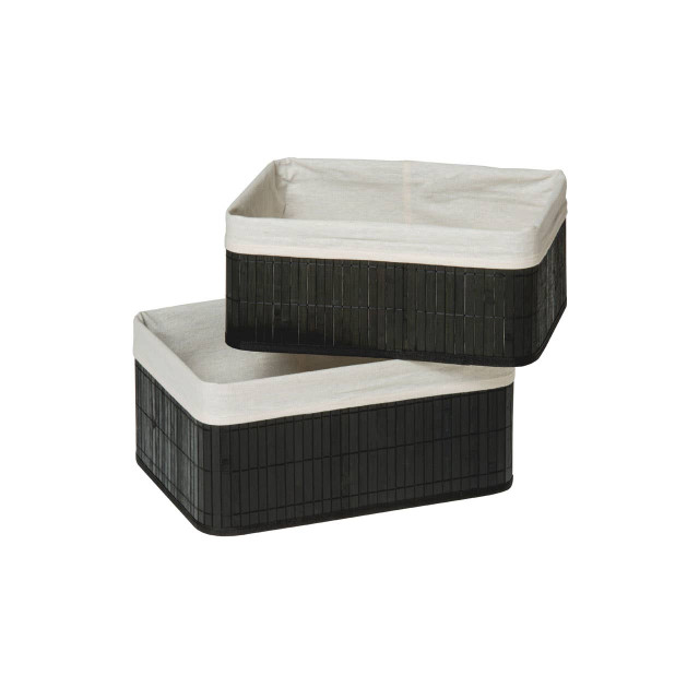 Premier Housewares Kankyo Set Of Two Black Bamboo Storage Boxes