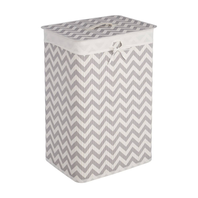 Premier Housewares Kankyo White And Grey Chevron Laundry Hamper