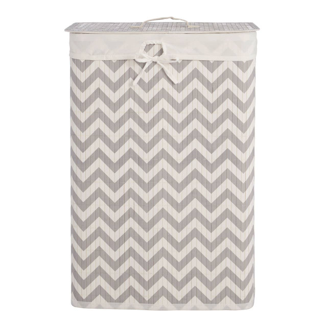 Premier Housewares Kankyo White And Grey Chevron Laundry Hamper