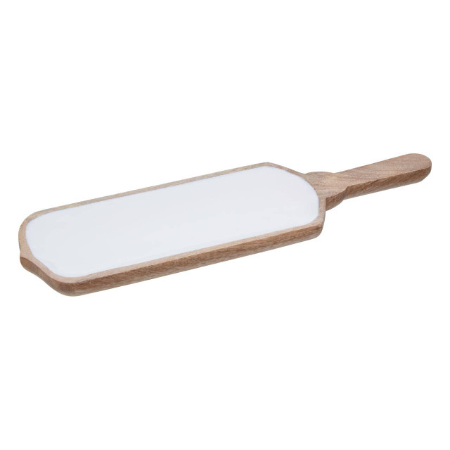 Premier Housewares Kara Mango Wood Paddle Serving Board With White Enamel