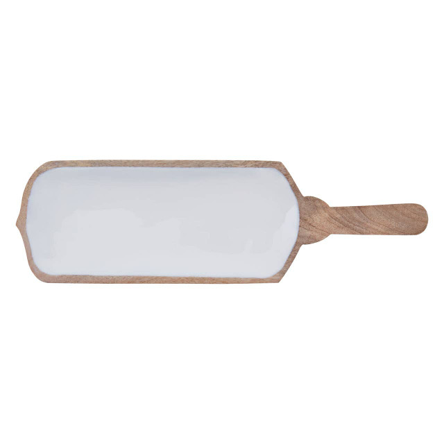 Premier Housewares Kara Mango Wood Paddle Serving Board With White Enamel
