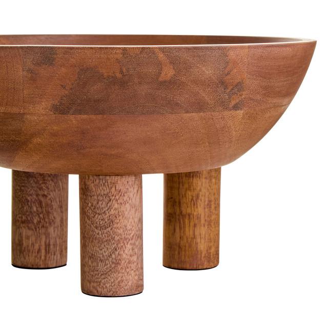 Premier Housewares Kara Mango Wood Serving Or Fruit Bowl With Footed Base