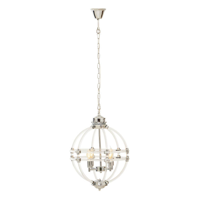 Premier Housewares Karlo Pendant Light In Clear Acrylic And Chrome Finish