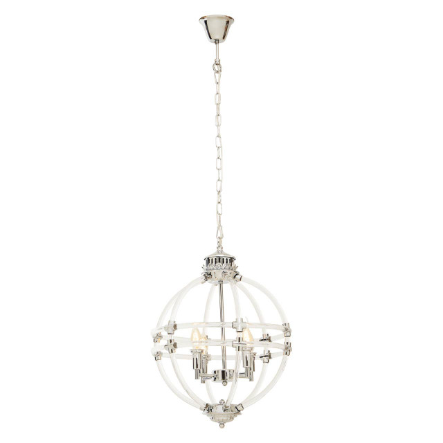 Premier Housewares Karlo Pendant Light In Clear Acrylic And Chrome Finish