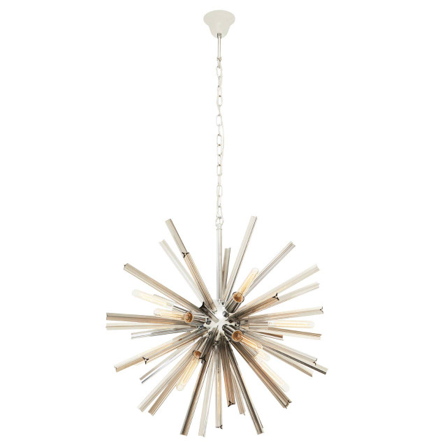 Premier Housewares Karlo Smoke Grey Glass And Chrome Finish Light