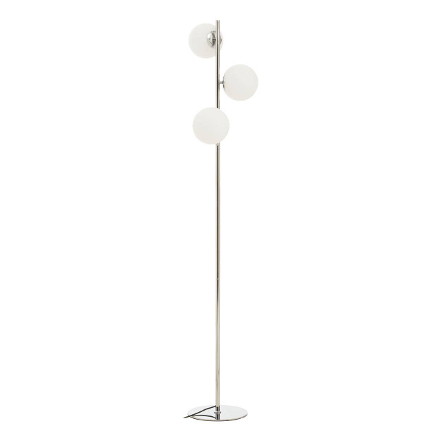 Premier Housewares Karter Chrome Finish And White Glass Floor Lamp