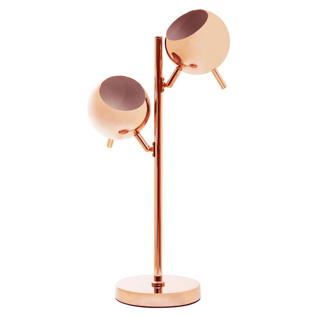Premier Housewares Karter Copper Finish Table Lamp With Two Lights