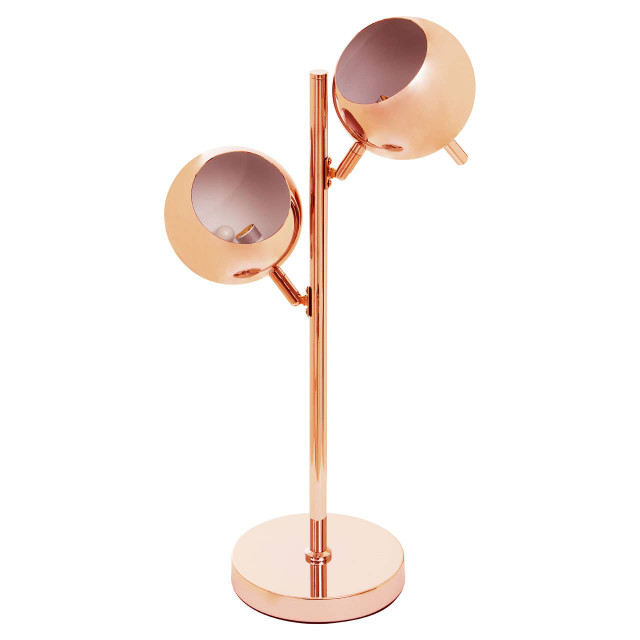 Premier Housewares Karter Copper Finish Table Lamp With Two Lights