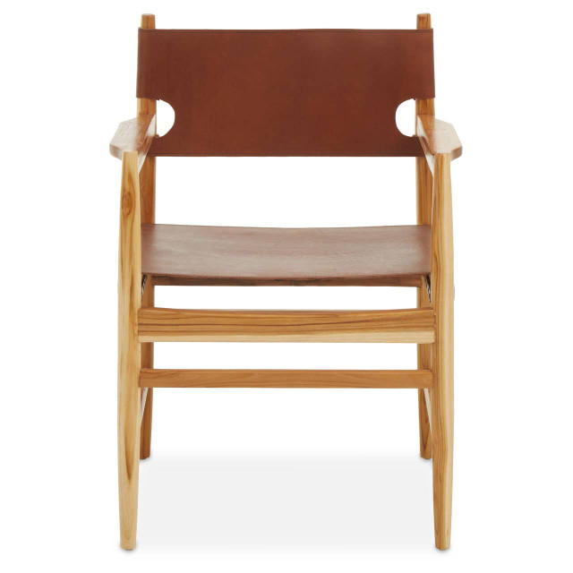 premier housewares Kendari Antique Brown Leather Chair