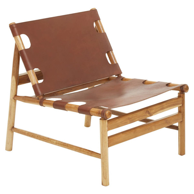 Premier Housewares Kendari Antique Brown Leather Sling Chair