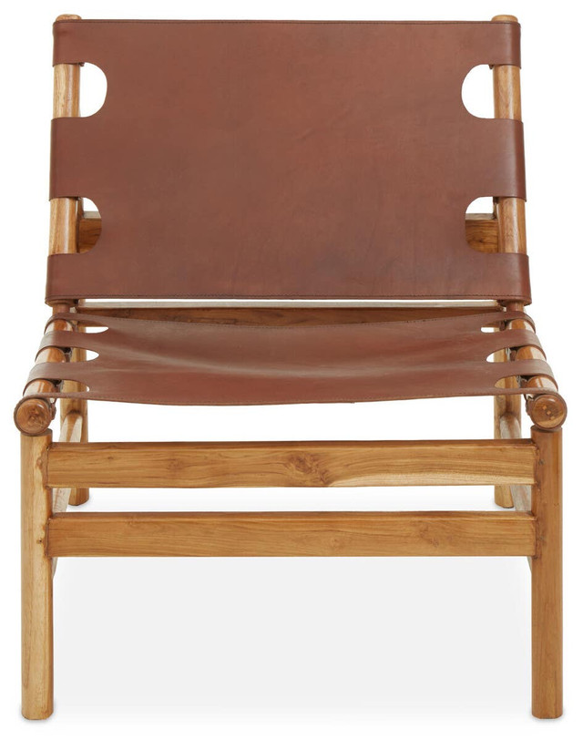 Premier Housewares Kendari Antique Brown Leather Sling Chair