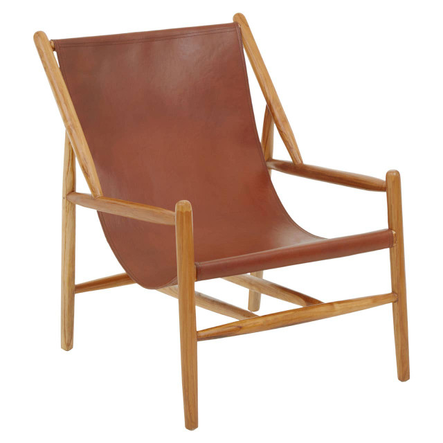 Premier Housewares Kendari Antique Dark Brown Leather Chair