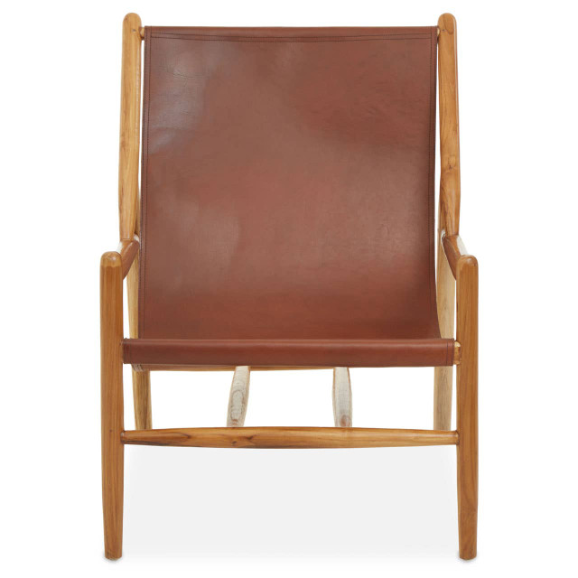 premier housewares Kendari Antique Dark Brown Leather Chair