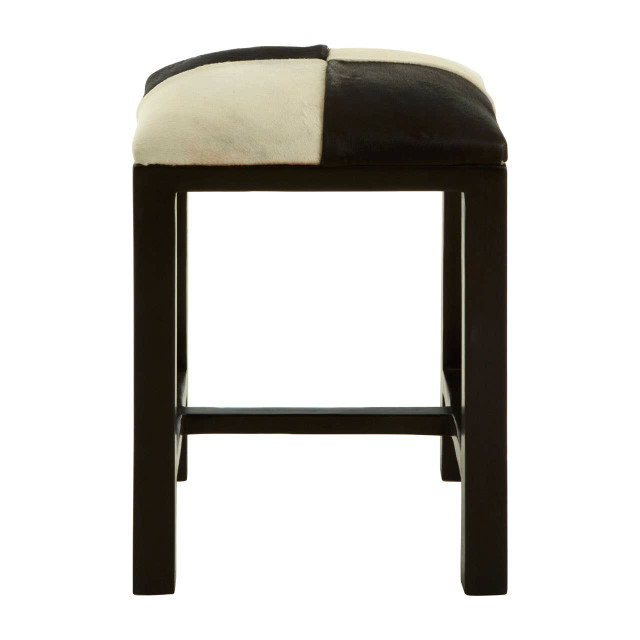Premier Housewares Kendari Black And White Leather Stool