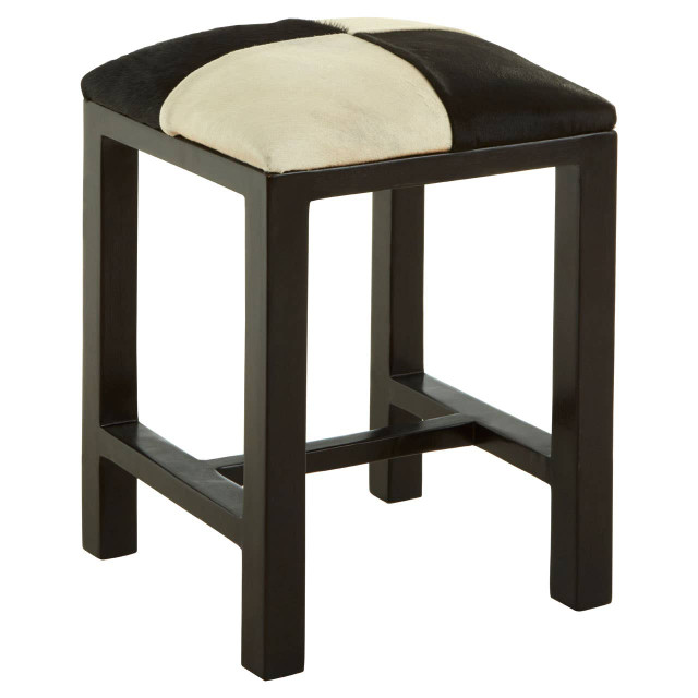 premier housewares Kendari Black And White Leather Stool