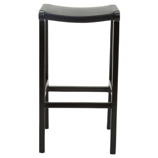 Premier Housewares Kendari Black Leather And Teak Barstool