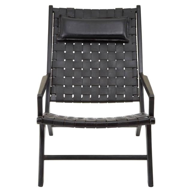 premier housewares Kendari Black Leather Woven Chair