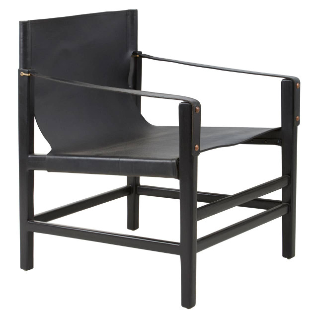 Premier Housewares Kendari Black Teak Wood Frame Armchair